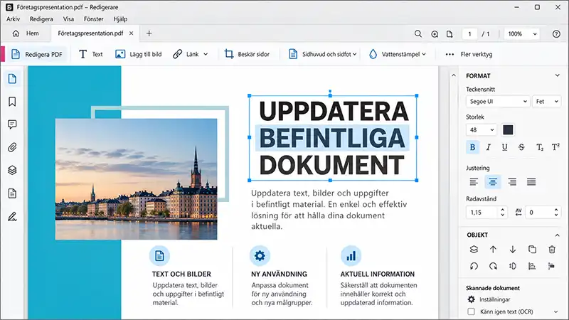Redigering av befintliga dokument och PDF-filer