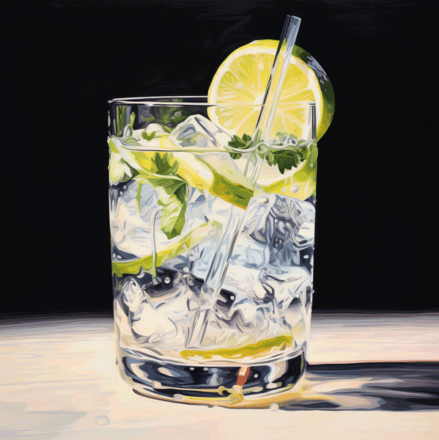 En målning av en Gin & Tonic drink.